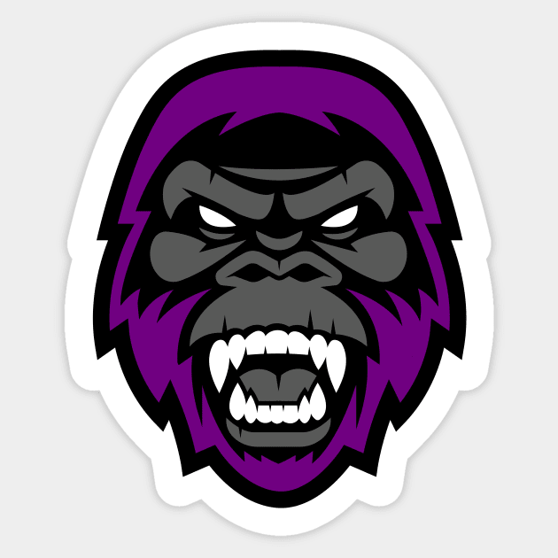 Unleash the Mystery: Growling Purple and Gray Big Foot Cryptid Sports Mascot T-shirt Sticker by CC0hort